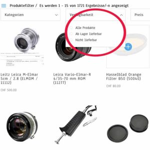 Ab Lager lieferbar / verkauft | Clean-Cameras.ch