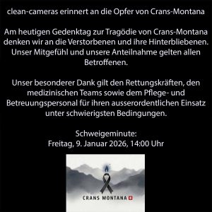 clean-cameras erinnert an die Opfer von Crans-Montana