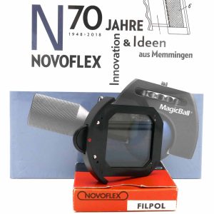 Das Novoflex Polfilter (Filpol) (einsteckbarer Polarisationsfilter) passt in die Filterschubladen des Novoflex Griffs PIGRIFF-C. und Pigriff-D. Darauf werden die Novoflex Objektivköpfe deslegendären Novoflex Super-Schnellschuss-Systems mit den Brennweiten 400 mm und 600 mm befestigt. Diese Objektive sind auch heute noch beliebt. und werden an spiegellose Systemkameras adaptiert.